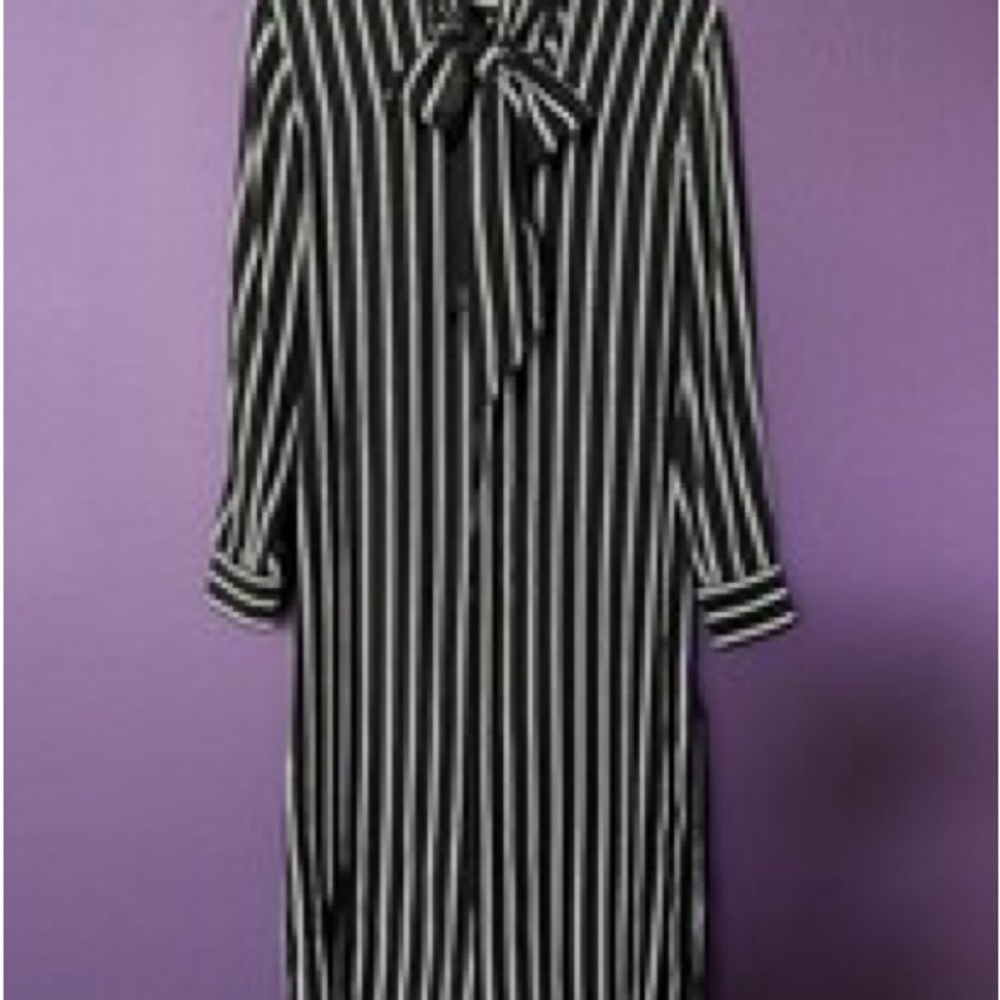 Polo Ralph Lauren Striped Black and White Tie Neck Dress